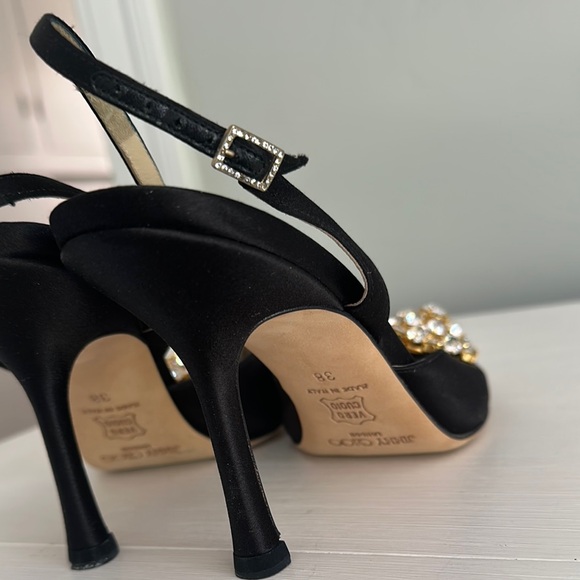 NEW Authentic Jimmy Choo size 8 Black Heels with Crystal Embellishment - Picture 6 of 8